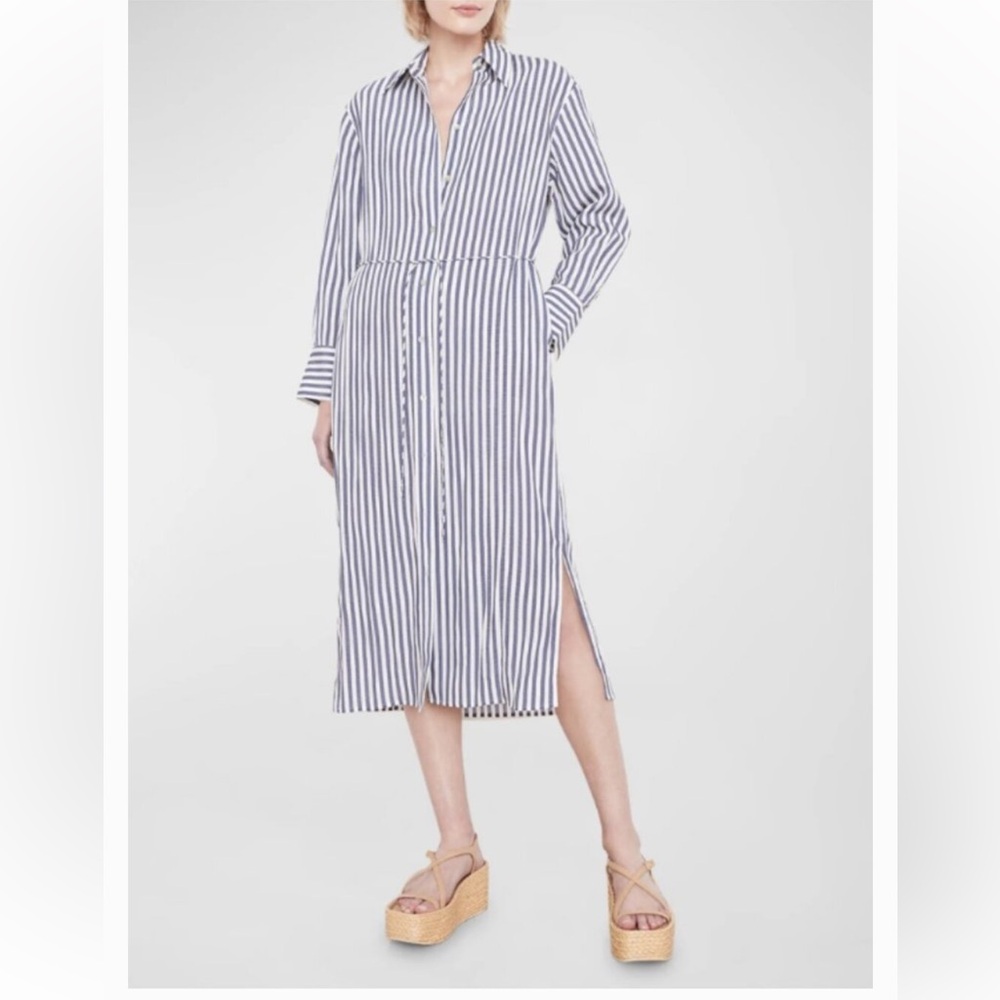 Vince Coastal Striped Belted Midi Shirt Dress (Sm) NWOT!